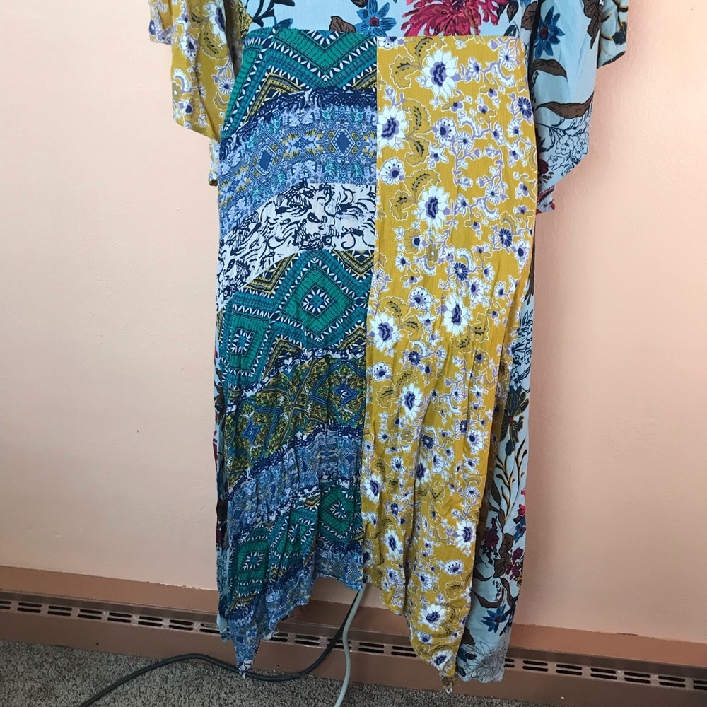 UmGee Button Front Contrasting Floral Patchwork Print Maxi Dress Women S NEW - Picture 9 of 10